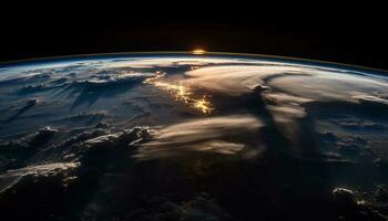 zon reflectie Aan nat zand, golven beweging gegenereerd door ai foto