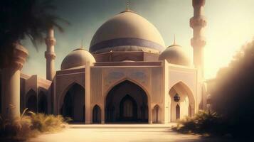 mooi moskee kunst illustratie, generatief ai kunst foto