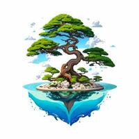 mooi bonsai beeld kunst illustratie, generatief ai kunst foto