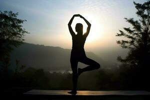 silhouet beeld Internationale yoga dag foto