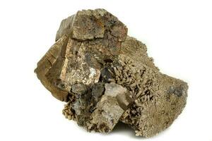 macro mineraal pyriet steen wit achtergrond foto