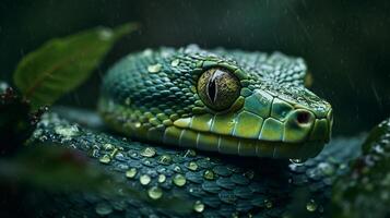 wild natuur giftig adder tong spiraal slangen in dichtbij omhoog portret gegenereerd door ai foto
