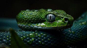 wild natuur giftig adder tong spiraal slangen in dichtbij omhoog portret gegenereerd door ai foto