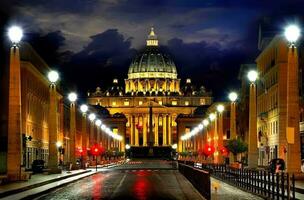 Vaticaan Bij nacht foto