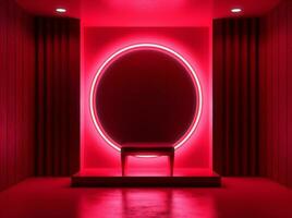 leeg kamer mock-up met cirkel neon in de midden. abstract achtergrond foto