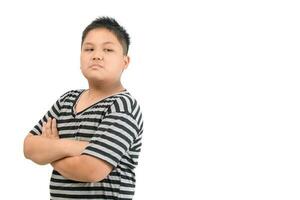 kind Aziatisch jongen gezicht uitdrukking jaloezie, jaloers geïsoleerd wit achtergrond foto