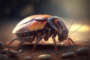 detailopname van kakkerlak, een insect parasiet. generatief ai illustratie foto