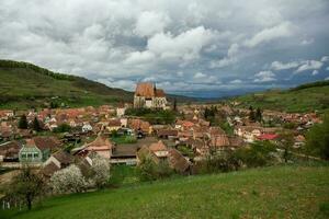 biertan een heel mooi middeleeuws dorp in Transsylvanië, Roemenië. een historisch stad- in Roemenië dat heeft bewaard gebleven de frankisch en gotisch bouwkundig stijl. reizen foto. foto