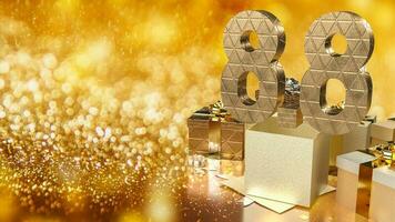 de 8.8 goud aantal en geschenk doos voor Promotie concept 3d renderen foto