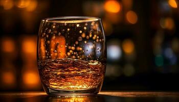 luxe whisky glas weerspiegelt elegant viering nacht gegenereerd door ai foto