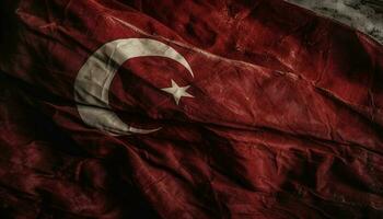Turks vlag zwaaien, symbool van vrijheid en patriottisme gegenereerd door ai foto