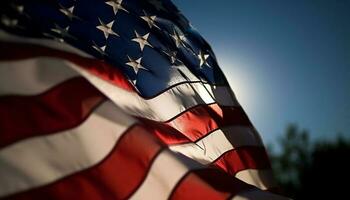golvend Amerikaans vlag symboliseert patriottisme en vrijheid gegenereerd door ai foto