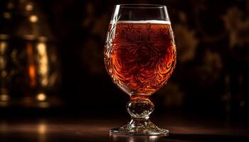 luxe whisky glas weerspiegelt elegant viering Bij bar gegenereerd door ai foto