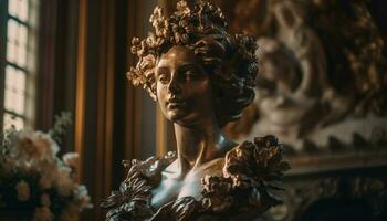 bidden Dames sieren oude barok altaar beeldhouwwerk gegenereerd door ai foto