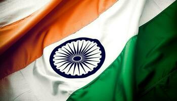 golvend Indisch vlag symboliseert patriottisme, trots, en vrijheid viering gegenereerd door ai foto
