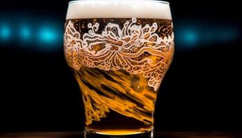 schuimig bier in een verkoudheid pint glas, perfect voor viering gegenereerd door ai foto