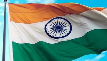 Indisch driekleur golvend met trots, symbool van patriottisme en vrijheid gegenereerd door ai foto