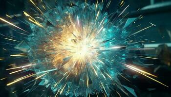 elektrisch vuurwerk ontbranden viering met abstract explosie van multi gekleurde patronen gegenereerd door ai foto