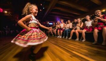 Dames en meisjes dans Aan fase, vrolijk in beweging gegenereerd door ai foto