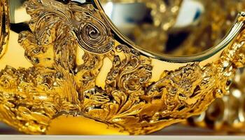 antiek goud standbeeld, overladen ontwerp, symbool van Christendom geschiedenis gegenereerd door ai foto