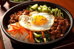 voorraad foto van Bibimbap soms geromaniseerd net zo bi bim bap voedsel fotografie generatief ai