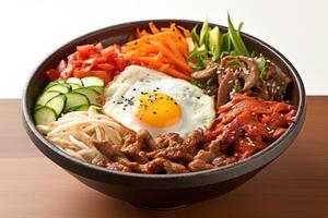 voorraad foto van Bibimbap soms geromaniseerd net zo bi bim bap voedsel fotografie generatief ai