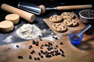 voorraad foto van maken koekjes en dingen gereedschap uitrusting voedsel fotografie generatief ai