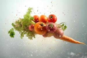 voorraad foto van groente vliegend door de lucht redactioneel voedsel fotografie generatief ai