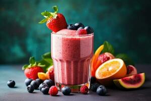 hyper realistisch kwaliteit van fruit smoothies ai gegenereerd foto