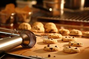 voorraad foto van maken koekjes in voorkant oven en dingen voedsel fotografie generatief ai