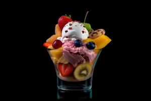 voorraad foto van ijs room verzameling met plastic glas mengen fruit voedsel fotografie generatief ai