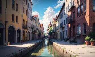 stad gebouw kanaal stadsgezicht landschap, ai foto