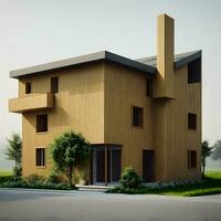 minimalistische huis buitenkant in realistisch milieu gemaakt met generatief ai technologie foto