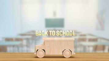 de hout school- bus Nee tafel 3d renderen foto