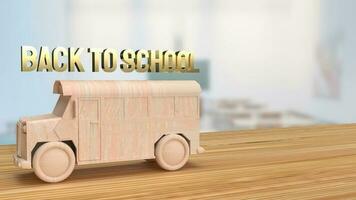 de hout school- bus Nee tafel 3d renderen foto
