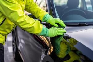 auto wassen hand- met washandje generatief ai foto