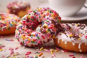 zoet geglazuurd donuts generatief ai foto