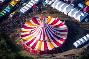 kleurrijk circus tent dak generatief ai foto