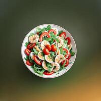 een gezond salade in de bord. ai generatief foto