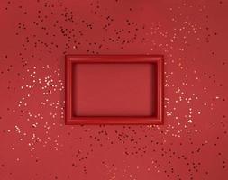 frame en confetti sterren op een rode achtergrond foto