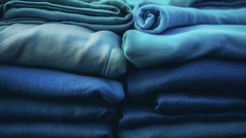 blauw canvas afdrukken doeken textiel achtergrond blauw kleding stof, in de stijl van tonaal variaties in kleur, licht cyaan en marine, levendig spectrum kleuren, textiel installatie, genereren ai foto