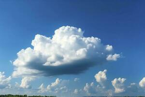 wereld milieu dag concept. blauw lucht met wit wolken, genereren ai foto