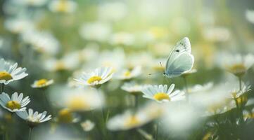 abstract natuur voorjaar achtergrond. voorjaar bloem en vlinder, genereren ai foto