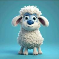 tekenfilm schapen met groot ogen. 3d renderen foto
