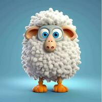 tekenfilm schapen met groot ogen. 3d renderen foto