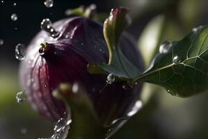 foto detailopname fig met water druppels. ai gegenereerd