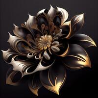 bloem met een goud en zwart ontwerp. ai gegenereerd. foto