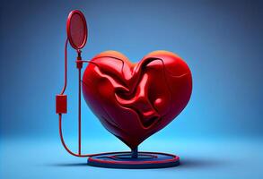 rood statoscope met rood hart voor wereld Gezondheid dag. ai gegenereerd. foto
