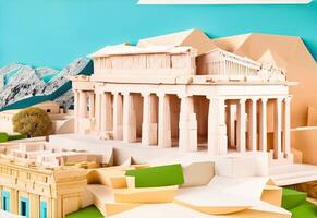 acropolis van Athene papier kunst. ai gegenereerd foto