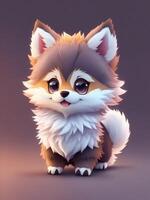 schattig klein hyperrealistisch anime wolf van pokemon. ai gegenereerd. foto